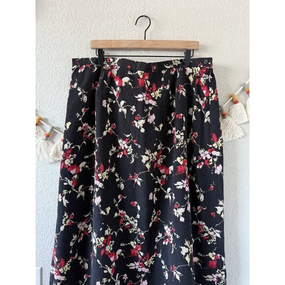 Liz Claiborne 100% Silk Roses Aline Flowy Pull On Skirt Boho Cottagecore NWT 22 - Picture 3 of 9